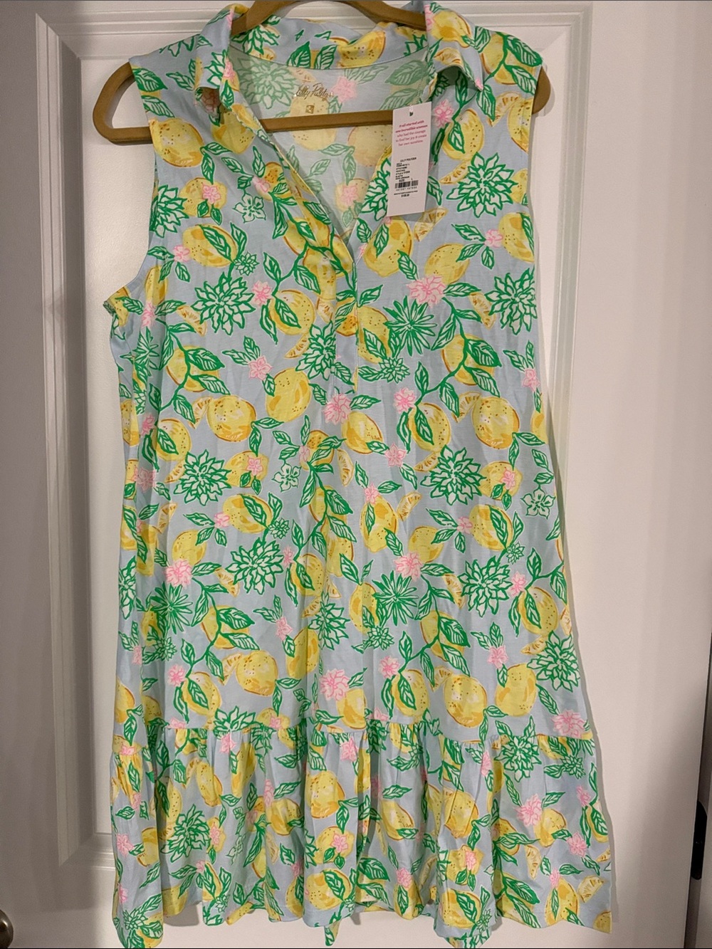 New with tags! Lily Pulitzer Lemon Print Sleeveless Cotton Dress -Yellow & Green